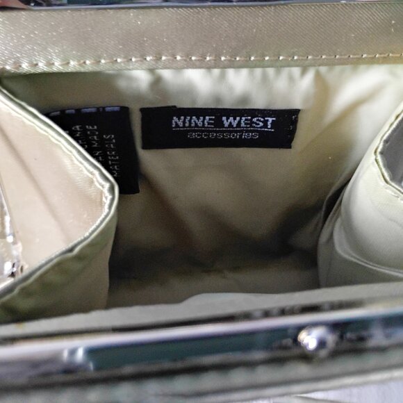 Nine West Gold Satin Mini Evening Bag Top-Handle Purse Push-lock clasp - Picture 4 of 5